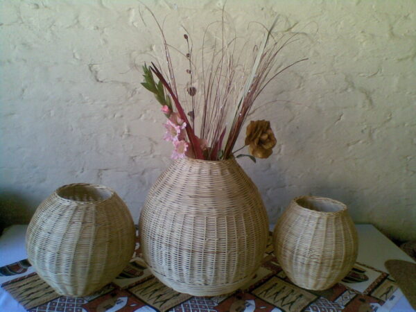 Cane weaving flower pots